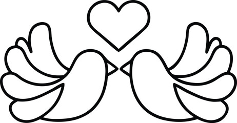 Fototapeta premium wedding doves with heart outline icon