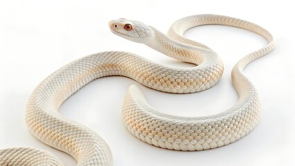 Fototapeta premium looping 3d animation. Abstract animated albino snake isolated on white background. Video of dragon scales texture motion.