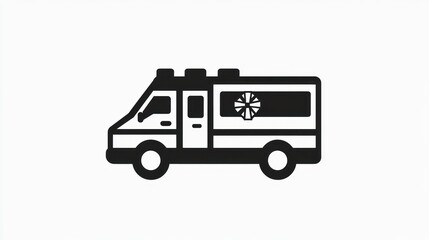 Simple black and white ambulance graphic