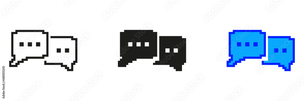 Aufkleber pixelated speech bubbles icon set. chat and conversation symbol in pixel art style. isolated vector 