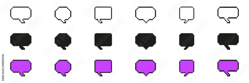 Aufkleber pixel communication bubble collection icon. pixel art set of chat dialogs for messaging interfaces. 