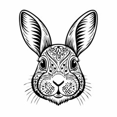 Rabbit Face Vector. Stylized bunny Stock Vector Images on white background.