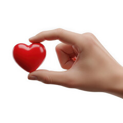 Fototapeta premium Hand holding a red heart isolated on transparent background