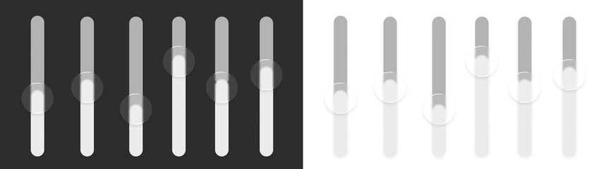 Volume, sound, music, fader, handle console slide controller adjust min max signal. PNG PNG Overlay transparent black metal design for high technology gain, expand, improve audio set. © Александр Куспляк