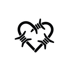 Barbed wire forms a heart shape symbolizing broken love and emotional pain