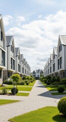 Modern Townhouses A Serene Residential Community View.