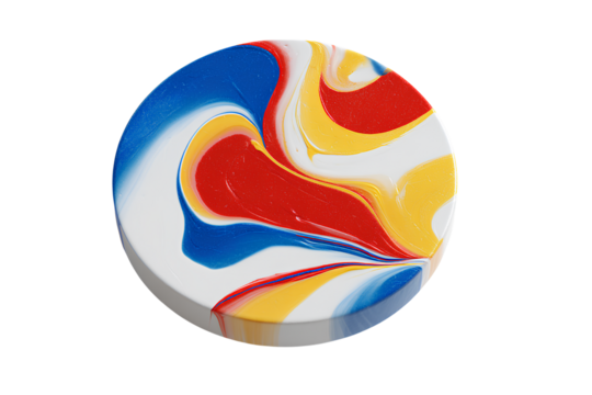 Minimalist Circular Palette with Primary Color Swirls, Clean White Background, Isolated on Transparent Background