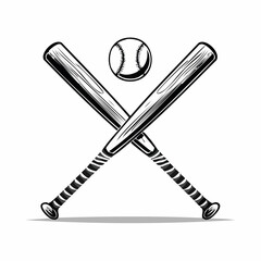 Baseball Crossed Bat Logo Image Vectors and Vector Art on white background.