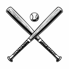 Baseball Crossed Bat Logo Image Vectors and Vector Art on white background.