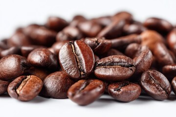 Obraz premium toasted coffee beans against a light backdrop