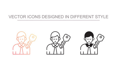Key Employee icon design with white background stock illustration