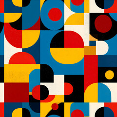 Modern Geometric Seamless Pattern in Bauhaus Style
