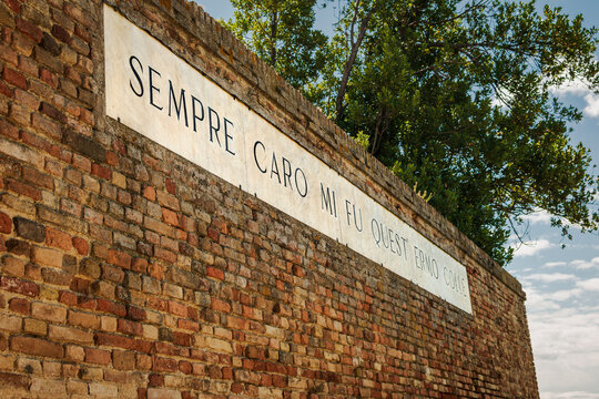 Recanati, Marche, italy. The so called Infinity hil, the "Colle dell'infinito" where Leopardi looking at the landscape had the perception of infinity.