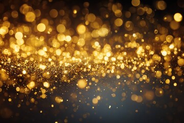 Blurred gold sparkles for a festive Christmas background Design template with bokeh effect