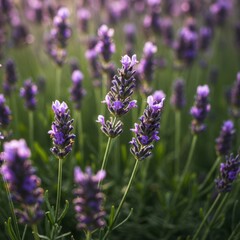 Obraz premium Purple Lavender Flowers in a Field