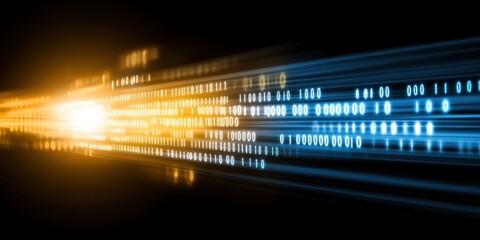 High- Speed Digital Data Stream with Binary Code and Light Streaks technology