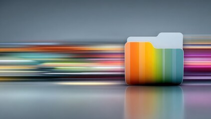 Colorful folder icon, abstract motion blur background
