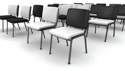 Rows of black and white chairs