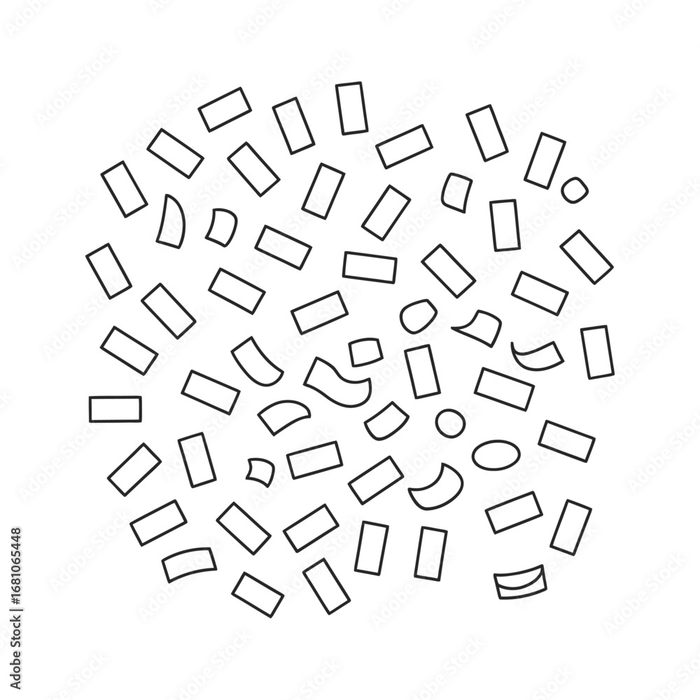 Aufkleber abstract pattern of hand drawn rectangles and circles in a circular composition