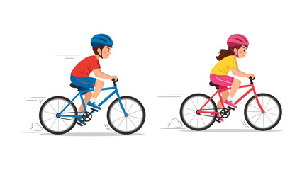 Cycling Adventure: A vibrant illustration showcasing a boy and a girl cycling together, capturing the joy of outdoor fun and physical activity.