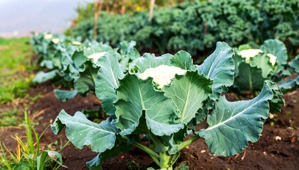 Rows of cauliflower plants