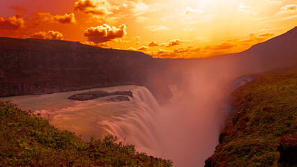 Gullfoss waterfall in Iceland, breathtaking waterfall