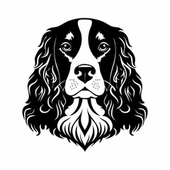 English springer spaniel dog black silhouette vector with white background