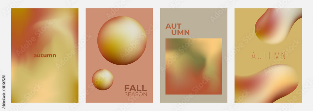 Poster autumn theme set of abstract backgrounds with vibrant color gradient for fall season creative graphi