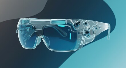 Futuristic Clear Safety Goggles with Teal Gradient Background