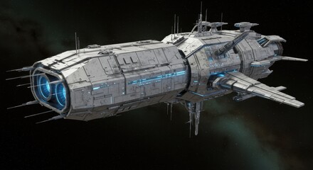 Large Futuristic Spaceship in Space