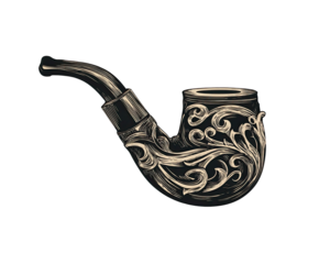 Ornate smoking pipe, detailed engraved design