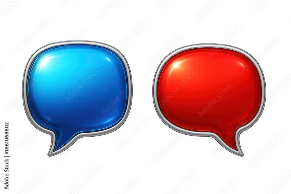 Poster glossy speech bubbles illustrating communication and dialogue, featuring a transparent background fo