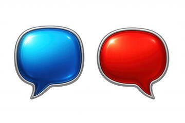 Fototapeta premium Glossy speech bubbles illustrating communication and dialogue, featuring a transparent background for versatile use in various designs