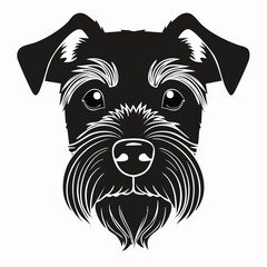 miniature schnauzer dog black silhouette vector with white background