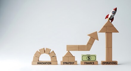 Rocket launching towards success with innovation and strategy