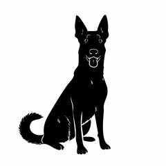 Belgian malinois dog black silhouette vector with white background