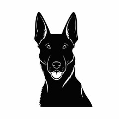 Belgian malinois dog black silhouette vector with white background