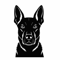 Belgian malinois dog black silhouette vector with white background