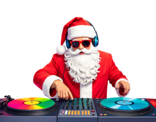 Christmas Party Flyer Poster with Santa Dj  