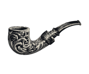 Ornate tobacco pipe, detailed illustration (1)