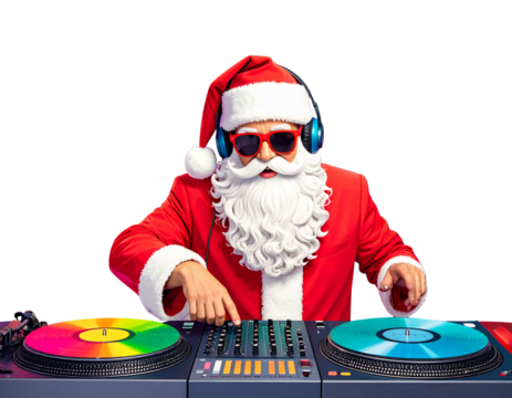 Christmas Party Flyer Poster with Santa Dj  