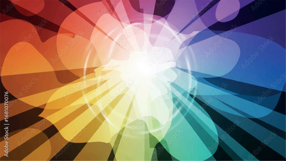 Fototapete abstract colorful explosion of light and color radiating from the center, creating a dynamic and ene