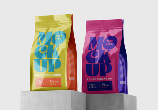Glossy Stand-up Pouch Mockup for Packaging Design and Retail Branding
