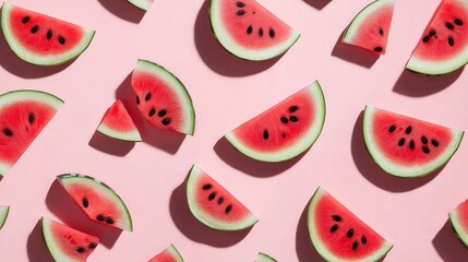 Watermelon slices on pink background