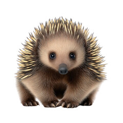 Cute and Adorable Baby Echidna with Spiky Fur in a Playful Pose on a White Background