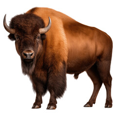 A Majestic Bison Standing Proudly on a Plain with Detailed Fur and Strong Muscles Captured in Nature
