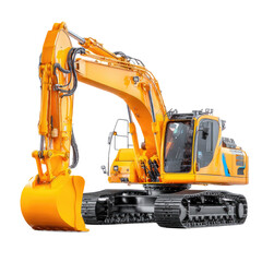 Bright Yellow Excavator Machinery on Construction Project Site with Heavy Duty Features and Robust Design