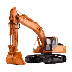 Vibrant Orange Excavator on Tracks for Construction and Heavy Machinery Projects