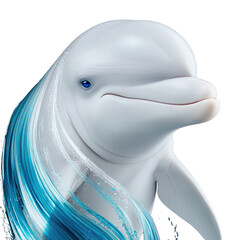 Happy Dolphin Swimming in Clear Water with Beautiful Blue Waves and Vibrant Ocean Background