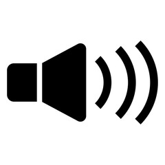 黒いスピーカーのアイコン・音声ON状態・音波付き｜Black Speaker Volume Icon with Sound Waves
